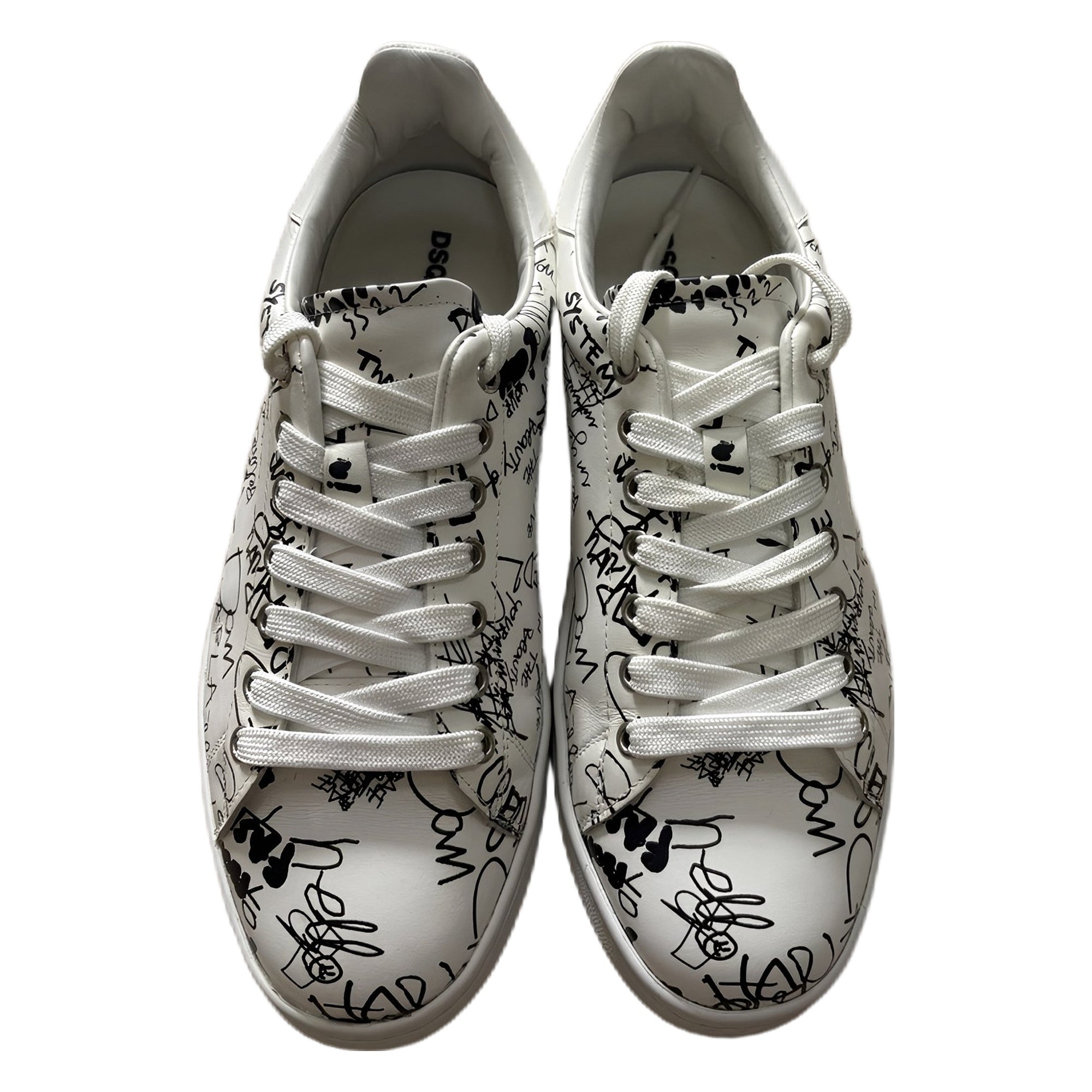 DSquared2 Bumper Handwriting Print Leather Sneakers