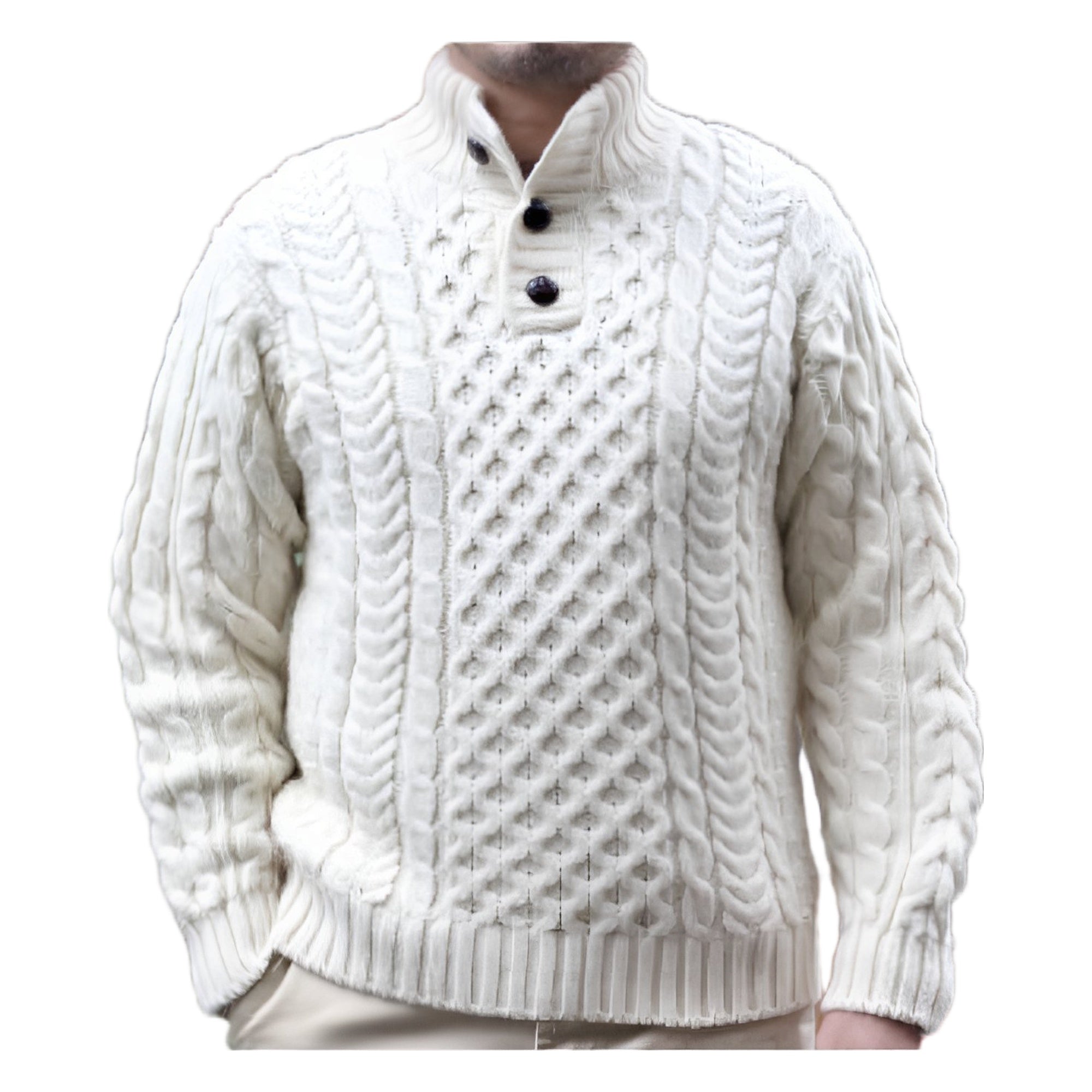 L.L.Bean Irish Fisherman's Button-mock