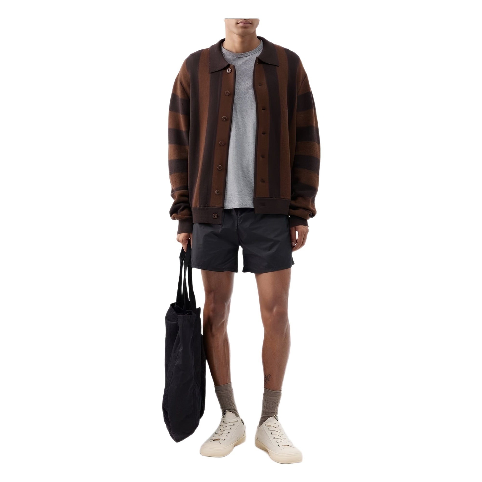 YMC Brown Stripe Rat Pack Cardigan