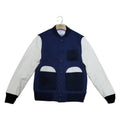 Initial Indigo Leather sleeves indigo wool bomber jacket