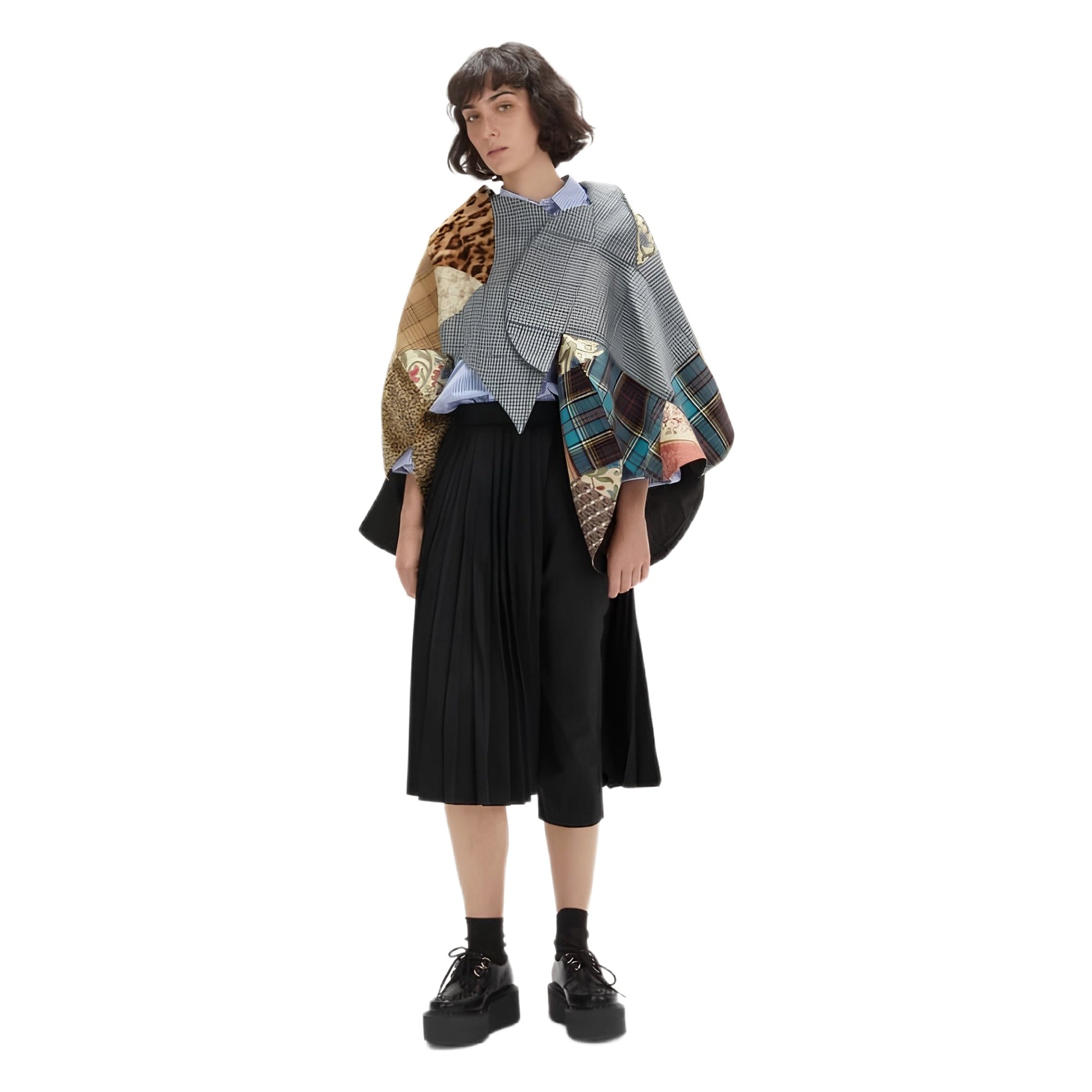 Junya Watanabe Runway multicolour patchwork asymmetrical jacket