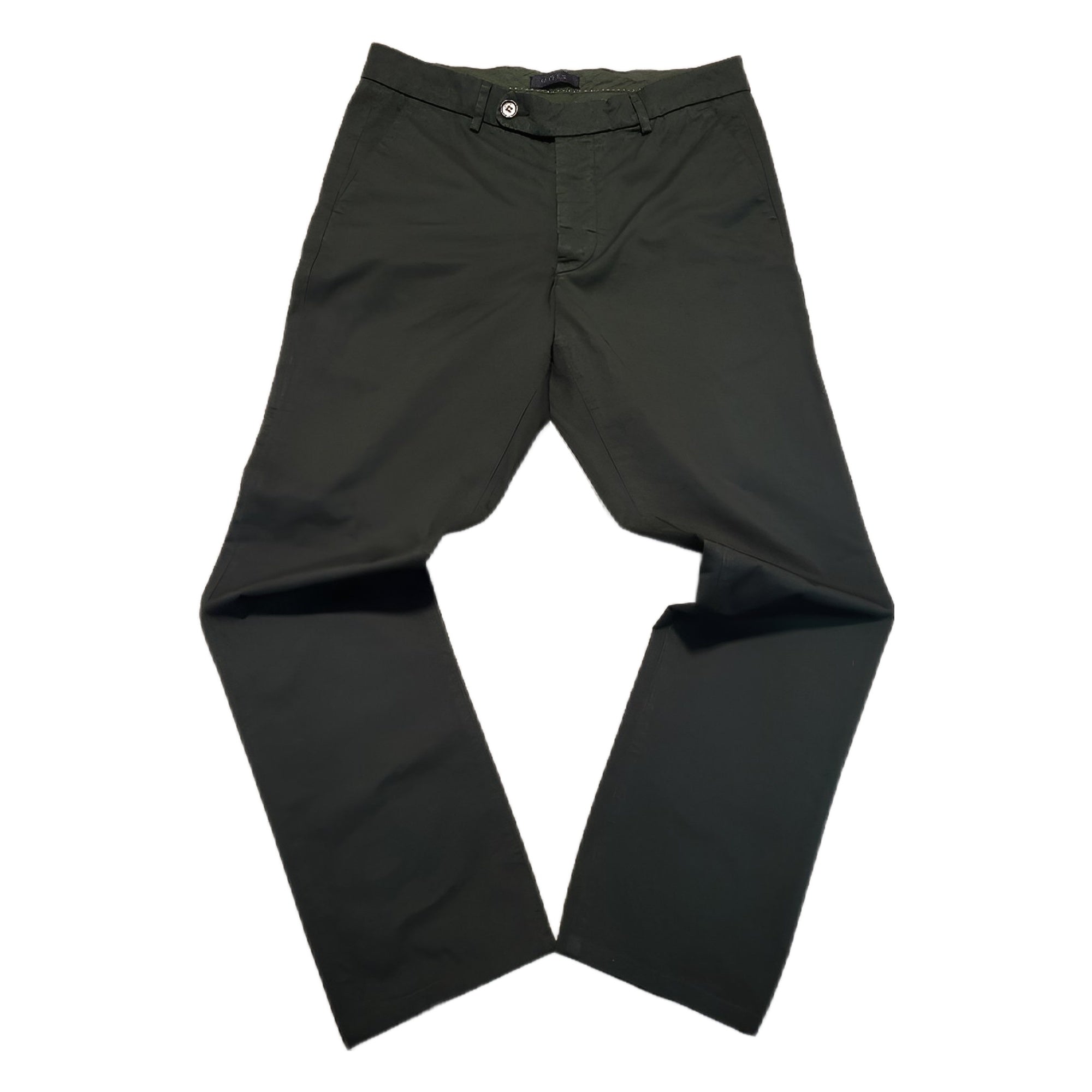 UNIS 'GIO' dark green twill cotton slim fit pants