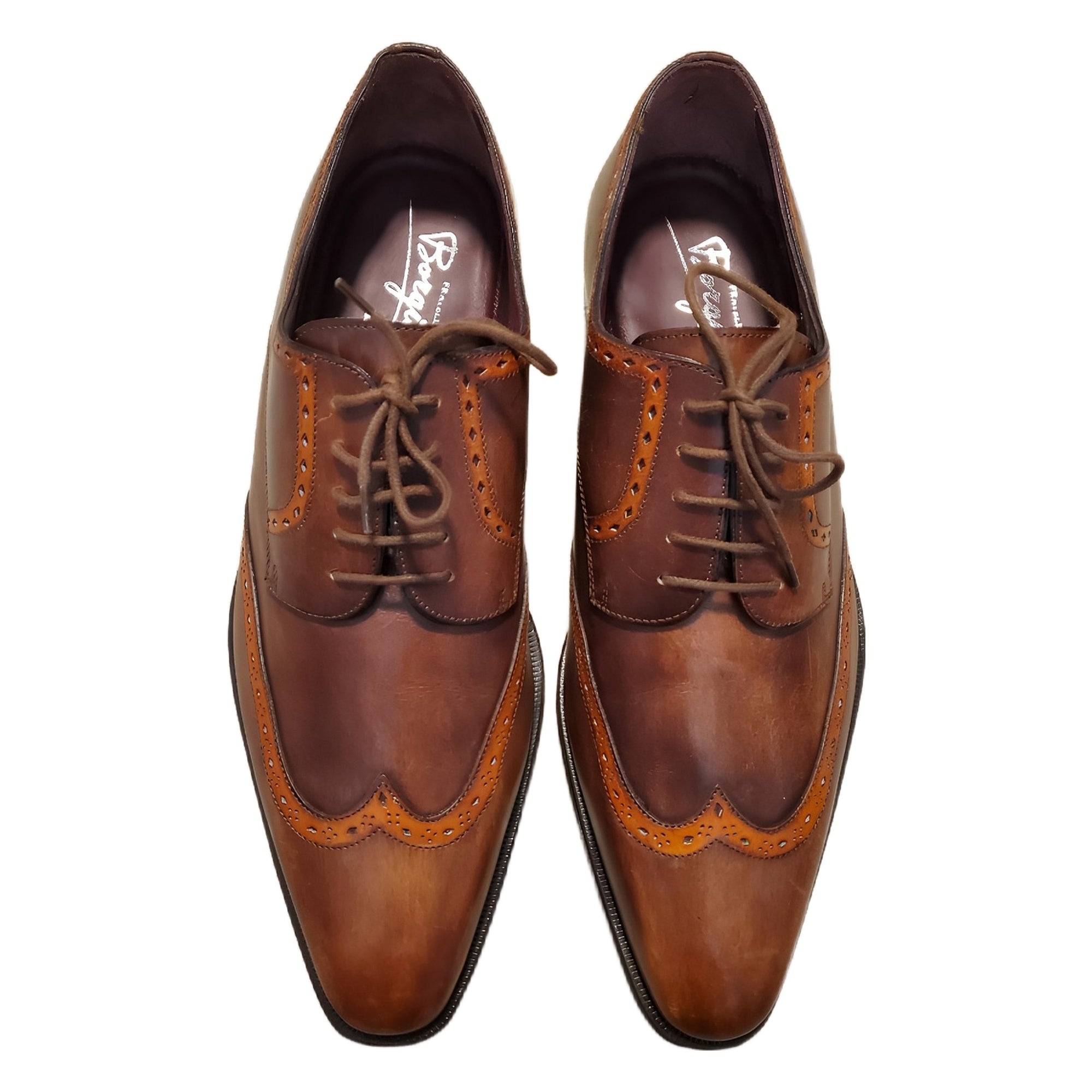 Borgioli handmade wingtip leather shoes